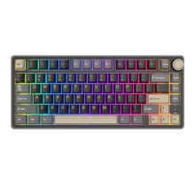 RK ROYAL KLUDGE R75 bedraad gamingtoetsenbord met volumeknop, 75% mechanisch gamingtoetsenbord met custom gasket mount en Cherry Profile PBT toetsen, hot swappable K Silver schakelaar, Phantom kleur