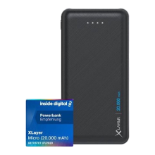 XLayer Powerbank Micro Black Edition   20000 mAh LiPo   2 x USB   1 x USB C   Zwart