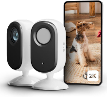 Arlo VMC3260 100EUS bedrade WiFi 2K Essential 2 binnencamera, 2 cameraset, tweeweg audio, nachtzicht, lenskap, wit