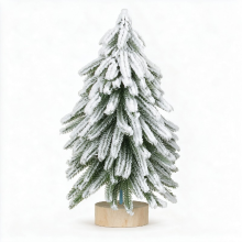 1 Stuk 11,4 inch mini kerstbomen met sneeuwdeklaag voor op tafel, met houten voet, kunstkerstbomen voor bureau, tafeldecoratie voor Kerstmis en feestjes thuis
