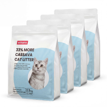 Ochama Cloud Tapioca Kattenbakvulling, Snelklonterende & Hoogwaardige Korrels, Niet plakkerig, Sterke Waterabsorptie & Klonterend, 2,5 kg * 4 Pakken