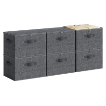 JOYFURNOS opvouwbare opbergboxen set van 6, kledingorganizer met ritssluiting, stevige deksels en versterkte handgrepen, grote capaciteit van 30 l per box, compact formaat 40 x 30 x 25 cm, ideaal voor garderobe, kast, planken, studentenkamer, reizen, donk