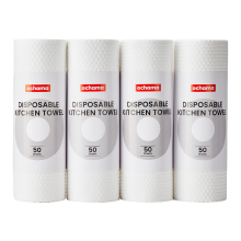 Ochama herbruikbare keukendoeken, 200 vellen (50 vellen × 4 rollen), eenmalig keukenpapier, zeer water  en olieabsorberend, herbruikbaar, verdikt, nat en droog te gebruiken, groot formaat met hoog gewicht per m²