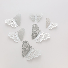 24 Stuks 3D 10 cm x 10 cm vlinder wandstickers, zilveren vlinder wanddecoraties, kamerdecoratie, wanddecoratie