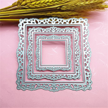 WhereHike Vierkante holle kant achtergrond metalen uitsnijvormen voor kaartmaken kit reliëf papier uitsnijderset scrapbook stencils benodigdheden machine sjablonen