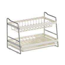 Maxcook afdruiprek met lekbak – ruimtebesparend 2 laags afdruiprek, keukenorganizer met grote capaciteit voor het aanrecht, wit 40*23.6*28.7 Cm MCZW2153