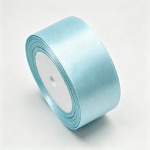 2 Stuks satijngeschenkband 22 m, 40 mm breed, macaronblauw, voor bruiloft, knutselwerk, cadeaupapier, bruiloftsdecoratie (wit) en bloemstukken, stijl I