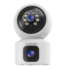 JUANCLOUD Binnensecuriteitscamera met dubbele lens en tweewegcommunicatie, Baby  en huisdiermonitor, WiFi 6