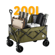Ochama opvouwbare compacte kampeerbolderkar 200 l groen, extra groot en hoge capaciteit, 400 l stapelcapaciteit, terreinwielen met dubbele rem, ruimtebesparend op te bergen, voor kamperen, picknicks, verkoop en verhuizen