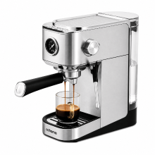 Ochama Halfautomatische Espressomachine, 20Bar Hoge‑Druk Extractie, 0,9 L Afneembare Watertank, Kopjesverwarming, Volledig Metalen Rvs Behuizing Met Manometer, Stoom Melkopschuimer
