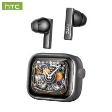 HTC NE40 AI gestuurde in ear oordopjes, Bluetooth 6.0, Met LED display, high fidelity HiFi audio, TWS True Wireless, aanraakbediening, waterbestendig, ingebouwde microfoon, geschikt voor kantoor, sport, studeren en audiogesprekken, grijs
