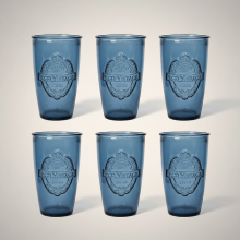 Set van 6 Dexam Sintra drinkglazen van gerecycled glas   inktblauw