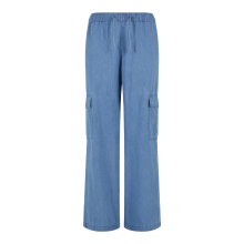 Urban Classics Dames lichte denim cargo pants, skyblauw, gewassen, maat XS