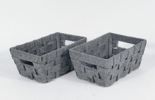 KEVAHOME set van 2 kleine geweven opbergmanden van vilt   grijs   25 x 18 x 10 cm