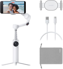 【Terug naar school】Insta360 Flow 2 wit, gimbal voor smartphones   opvouwbare smartphonegimbal met kunstmatige intelligentie, tracking met kunstmatige intelligentie en van meerdere personen, geïntegreerd statief/selfiestick, afstandsbediening, voor iPhone/