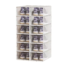 Vilscijon extra grote schoenendozen, stapelbare schoenenopbergbakken, transparant kunststof met anti oxidatie, geschikt voor schoenenwand, 12 stuks, wit
