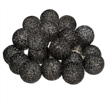 Atmosphera LED Slinger   20 Ballen, 6 cm, Zwarte Glitter