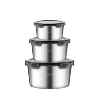 Maxcook 3 delig 316 roestvrijstalen bewaardoosset met deksels, metalen bewaardoos, bento box, snackdoosset met deksel, vaatwasser  en vriezerbestendig (600 ml x 2 stuks & 2200 ml) MCFT4786, nieuwjaarsaanbieding, top cadeau ideeën