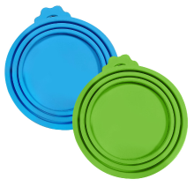 Vilscijon 2 delige set: kattenblikje opener in pootjesvorm & sluitdoppen voor kattenvoer   blauw + groen