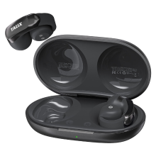 TALIX ultralichte clip on draadloze oordopjes, heldere oproepen met 4 microfoons, 28 u batterij, snelladen, Bluetooth 5.3, IPX4 waterbestendig, siliconen oorhaak, G1, Zwart