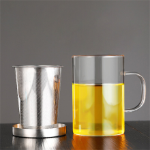Huacan thee scheidingsbeker, theebeker met filter, grote inhoud met handgreep, hittebestendige glazen drinkbeker