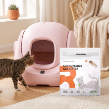 CATLINK slimme automatisch reinigende roze kattenbak, knijpvrije veiligheidsscherm, AI gezondheidstrackingssysteem, technologie voor identificatie van meerdere katten, HomerunPET tapioca kattenbakvulling, 10 lb, 100% plantaardige formule, 80% tapiocazetme
