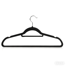 ANQI antislip fluwelen kostuumhangers met stropdassenstang, pak van 20, zwart, nieuwjaarsuitverkoop, beste cadeaukeuzes