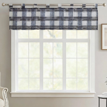 MEROPE, Polyester linnenmix Owen ruit cafe, 142x35,5cm, blauw/wit, 1 verpakking