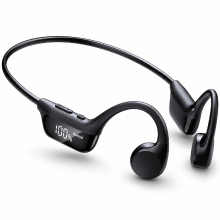 ZOVIMAX beengeleidende koptelefoon, Bluetooth 6.0 Open ear koptelefoon met microfoon, 12 uur batterijduur, led display, IPX7 waterdichte sportoordopjes, veilige pasvorm voor hardlopen, gymworkout, skiën, fietsen