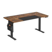 JOYFURNOS In Hoogte Verstelbaar Bureau met Geheugenfunctie en USB C Aansluiting, 160 x 70 cm, bruin zwart