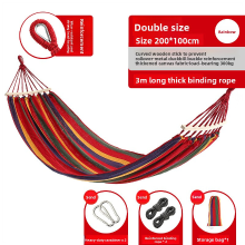 VXOYO Dubbele hangmat met spreiders, 200 x 100 cm regenboog dik canvas hangmat, met metalen versterkte knopen, 3 m sterk touw, max. Belasting 300 kg