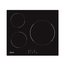 Ciarra 5600 W inductiekookplaat met 3 kookzones, 9 vermogensniveaus, touchbediening en veiligheidsfuncties, CRGBIH3