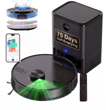 MONSGA MS1 robotstofzuiger met dweilfunctie, 9000 Pa zuigkracht met 4,0 L zelflegend station, robotstofzuiger met LiDAR navigatie, 180 minuten gebruiksduur, app /afstandsbediening/ spraakbesturing, voor harde vloeren en tapijten