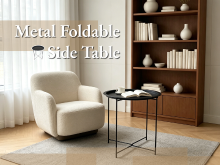 Metalen ronde kleine bijzettafel nachtkastje met afneembaar dienblad voor woonkamer, slaapkamer, buitenmeubel voor patio, kinderkamer, badkamer