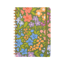 Jubiluu A5 hardcover spiraalgebonden gelinieerd notitieboek   96 vellen (100 g offsetpapier) met elastische band   klassiek crèmekleurig gelinieerd dagboek voor schrijven, school, kantoor en cadeaus bloeiende tuin