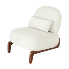 URBAN MEUBLE fluwelen accentstoel, poten van massief hout, beige, 86,9 x 72,1 x 69,9 cm