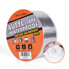 TAPEBEAR Butyl Tape Waterdichte Afdichtingstape Aluminiumfolietape, voor RV reparatie, raam, siliconen, glas & EDPM Daklekkage reparatie, boot en pijp afdichting, zilver, 2 inch x 16 voet