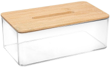5Five Selena Bamboe Tissue Box   Transparant, 25,5 x 9,3 x 13,3 cm