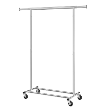 JOYFURNOS Kledingrek op Wielen, Robuuste Kledingroede, 45 x (92 132) x 161,5 cm, met Uitschuifbare Kledingroede, 100 kg Draagvermogen, Draagbaar, Zilver
