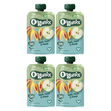 Organix knijpfruit appel, perzik & mango 12+ maanden 100 g * 4