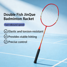 Double Fish koolstof aluminium badmintonracketset met 2 rackets rood 1503