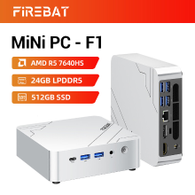FIREBAT F1 Mini pc met AMD Ryzen 5 7640HS (6 core/12 threads) 24 GB LPDDR5 RAM, 512 GB PCIe 4.0 SSD, Radeon 760M grafische kaart, ondersteunt 4K uitvoer op drie schermen, USB 4.0/HDMI 2.1, 2,5G Ethernet | Wi Fi 6E, Bluetooth 5.2, Een compacte, stille gami