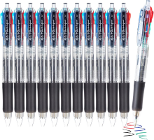 M&G veelkleurige balpennen, verpakking van 12 4 in 1 intrekbare pennen, fijne punt 0,7 mm, assorti balpennen met 4 inktkleuren voor kantoor, school en dagelijks schrijven