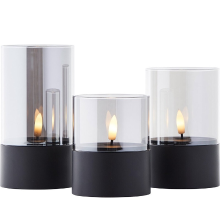 Brilliant Bougie Led Kaarsen, Set Van 3, Zwart/Rookglas