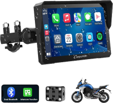 CARPURIDE [zomerdeals   met levering de volgende dag] W702 Pro CarPlay scherm voor motorfietsen met intercomfunctie, draadloze CarPlay en Android Auto, draagbaar waterdicht touchscreen van 7 inch, verbeterde dubbele Bluetooth, navigatie, kompas, barometer