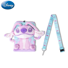 1 St Disney Angle pluche pasjeshouder met koord officieel gelicentieerd schattig zacht pluche ID hoesje met themakoord merchandise van films en anime accessoire met Stitch thema cadeau voor telefoon