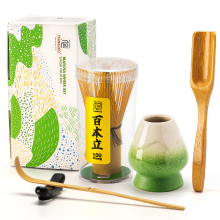 TEANAGOO Matcha Klopper Set, Matcha Klopper (100 tanden) met Groene Houder, 6 delige Traditionele Startersset, Lepel (Chashaku), Theelepel, Bamboe Chasen voor het maken van Latte, Ceremonie Accessoire, Cadeau voor Vriend/Familie, Nieuwjaarsuitverkoop, Top