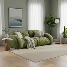 URBAN MEUBLE frameloze modulaire tweezitsbank — 204 x 95 x 76 cm — groene chenillestof — schuim met hoge dichtheid