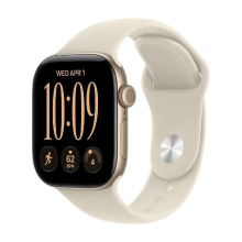 Apple Watch Series 12 GPS + Cellular 42 mm Lichtgouden Aluminium Kast met Zand Sportband   S/M