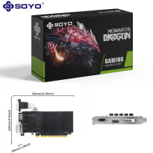 SOYO Gaming GeForce GT 710 2 GB DDR3 64 bit, ondersteunt DirectX 12 OpenGL 4.6, Low profile, NVIDIA, dedicated grafische kaart voor kantoor en entertainment, LP slot kaart